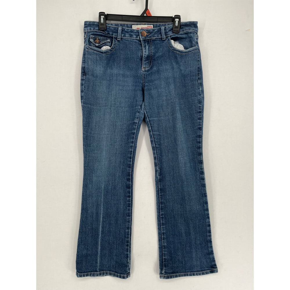 Faded Glory Womens 10 Petite Stretch Bootcut Jeans Medium Rinse Blue Denim 3109